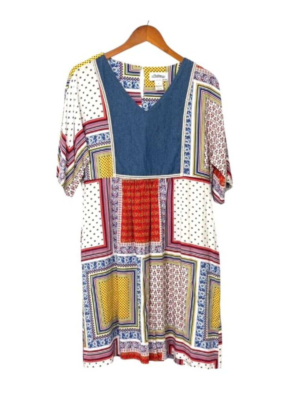 The Vermont Country Store Women's Patchwork Dress Multicolor Pockets Boho Size M - Picture 2 of 11